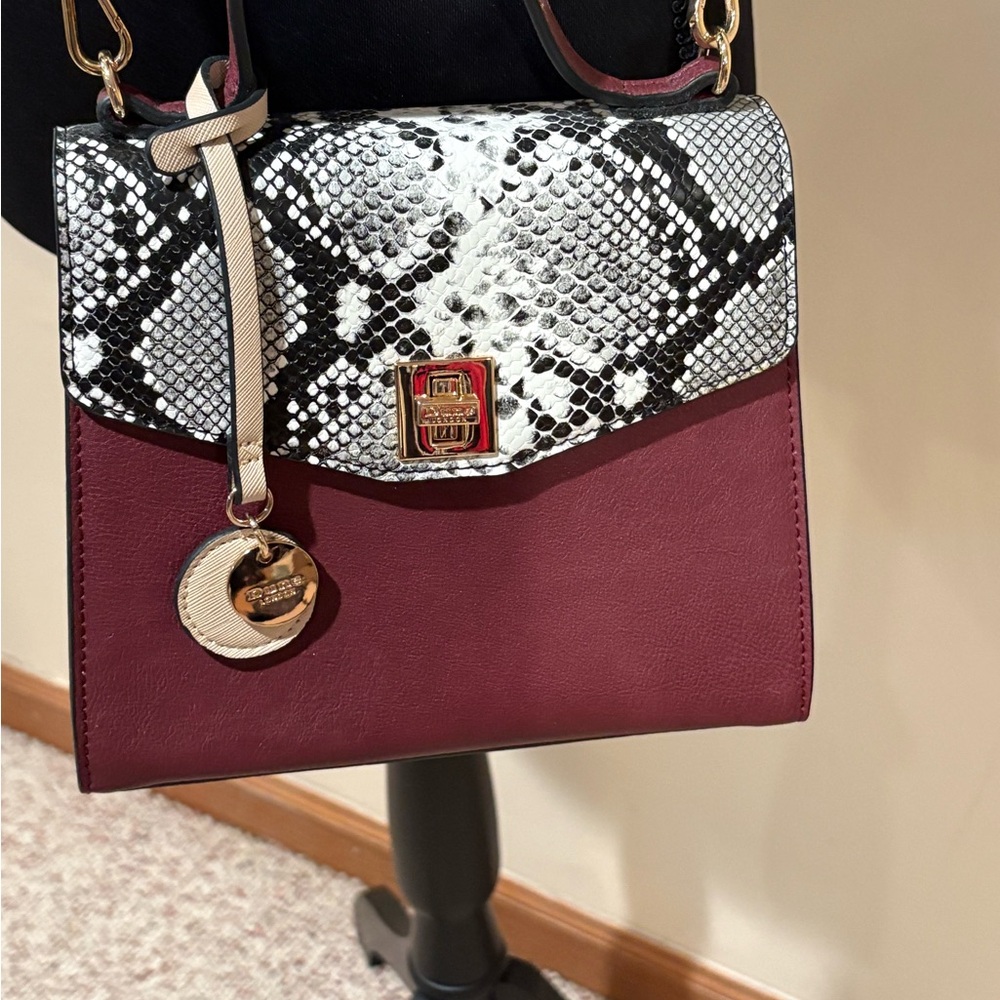 Cutest Fall Burgundy and Snake Print Women's Bag - Picture 2 of 11